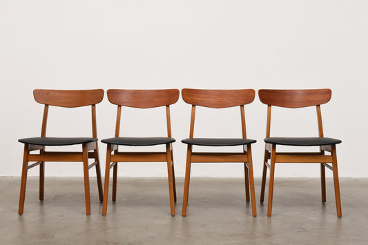 Set of four teak + beech dining chairs by Farstrup