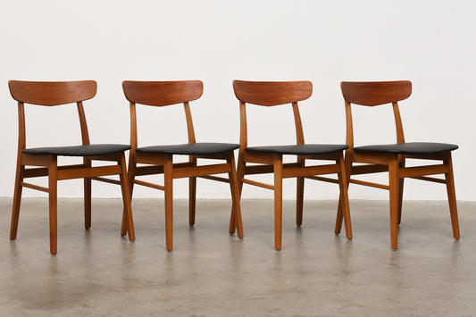 Set of four teak + beech dining chairs by Farstrup