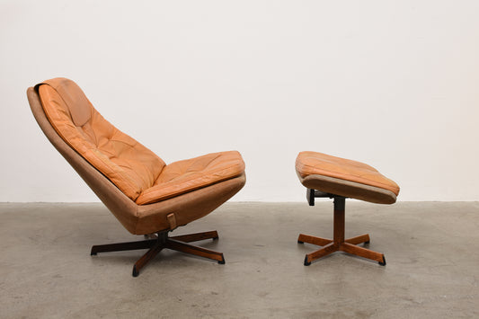 Reclining lounger + ottoman by Madsen & Schubell