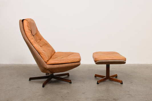 Reclining lounger + ottoman by Madsen & Schubell