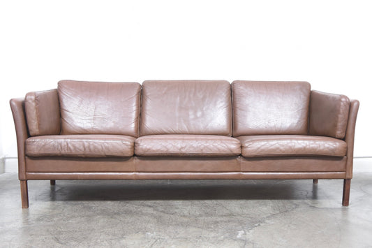 1970s three seat leather sofa