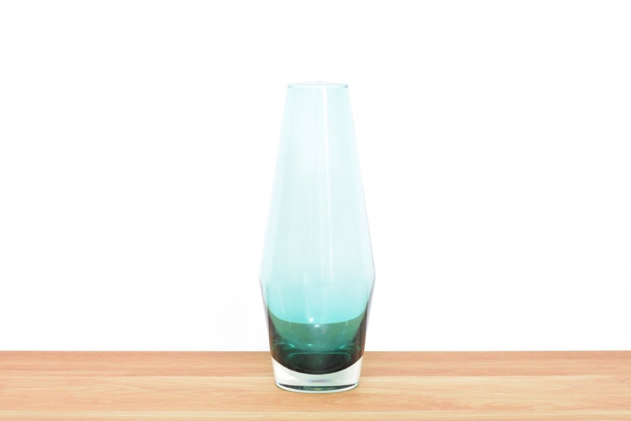 Turquoise glass vase