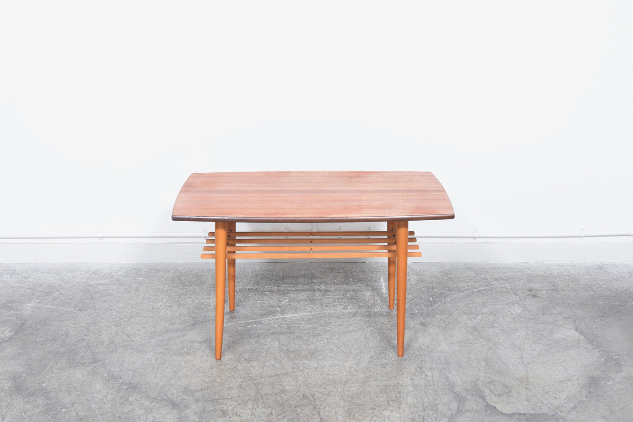 Small teak coffee table with magazine shelf