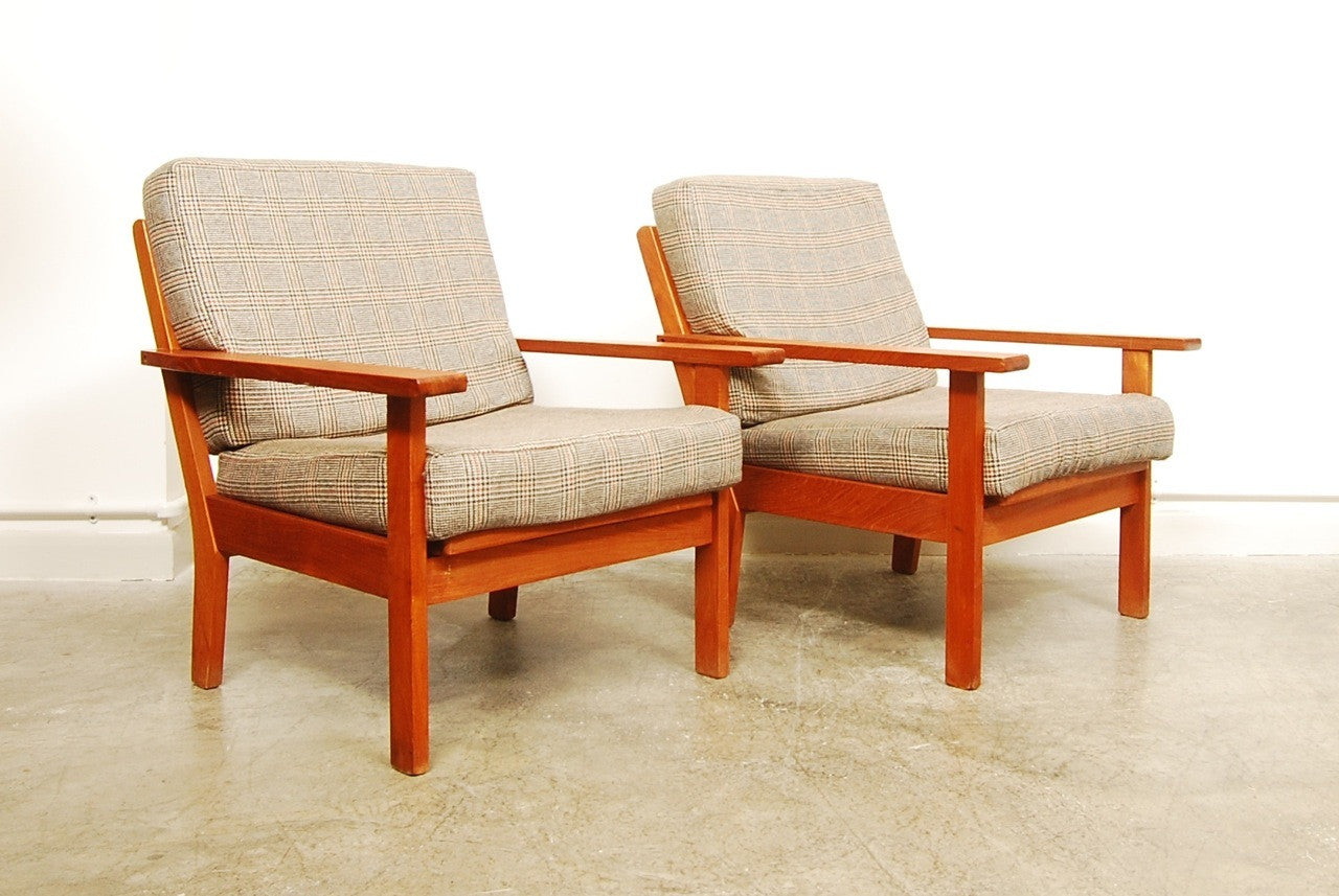 Pair of teak lounge chairs