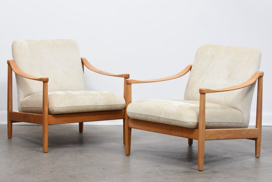 Two available: 1960s Danish beech loungers