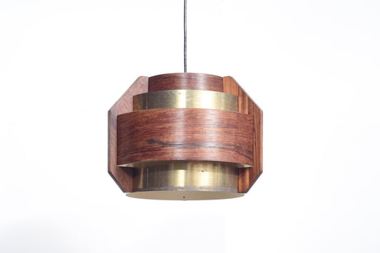 Rosewood and brass pendant light