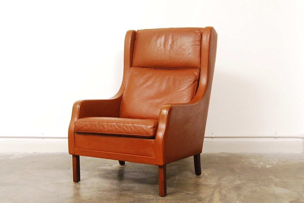 High back leather lounge chair