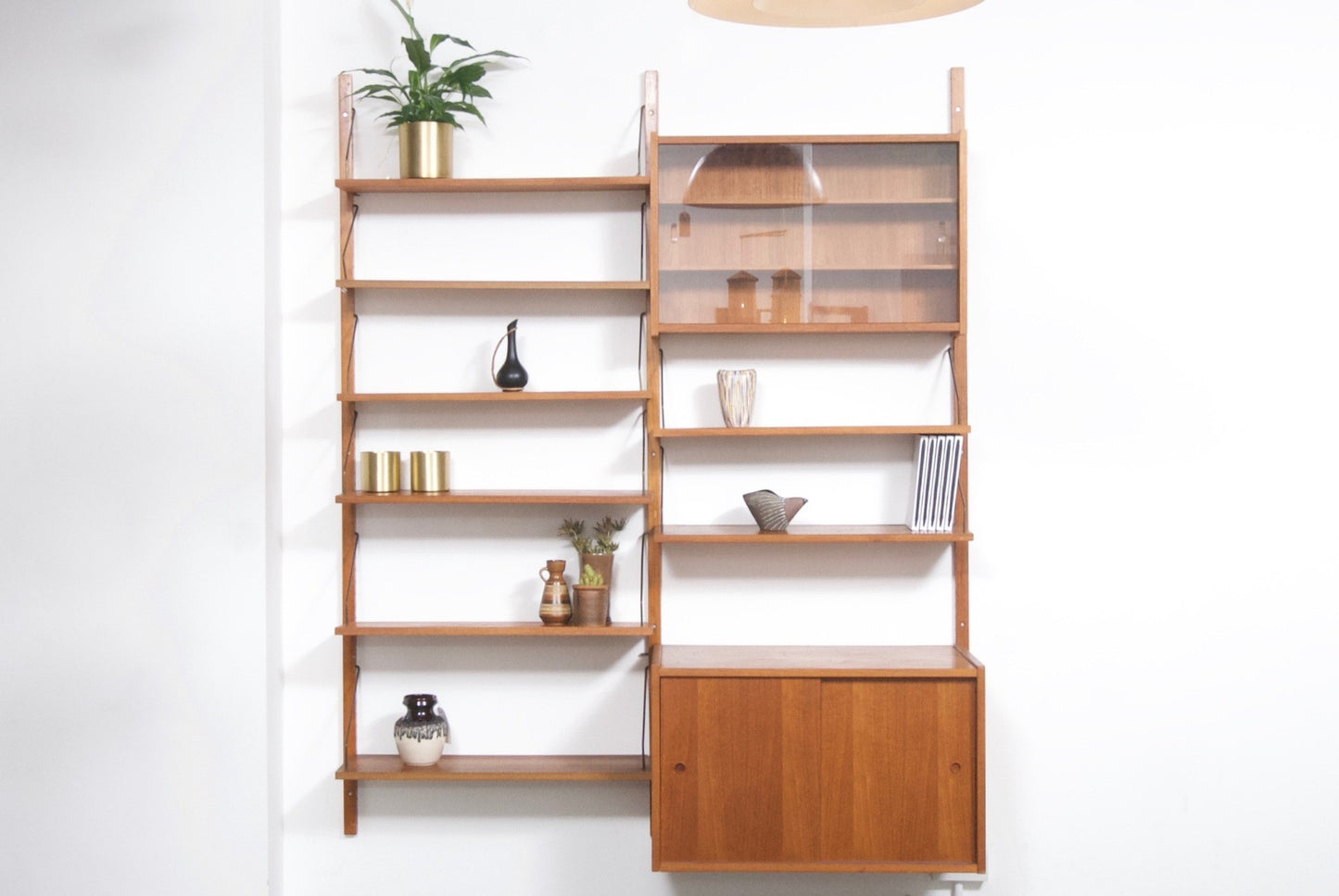 Two bay teak wall unit