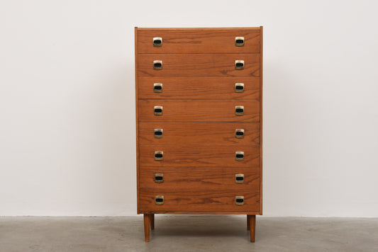 1970s oak chest of eight drawers