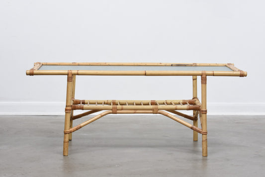 1960s bamboo + glass coffee table