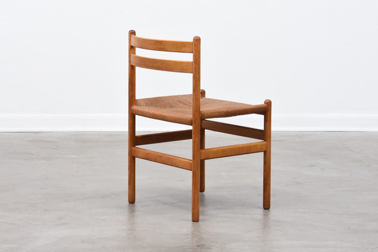 Two available: Oiled oak + cord chairs by Kurt Østervig