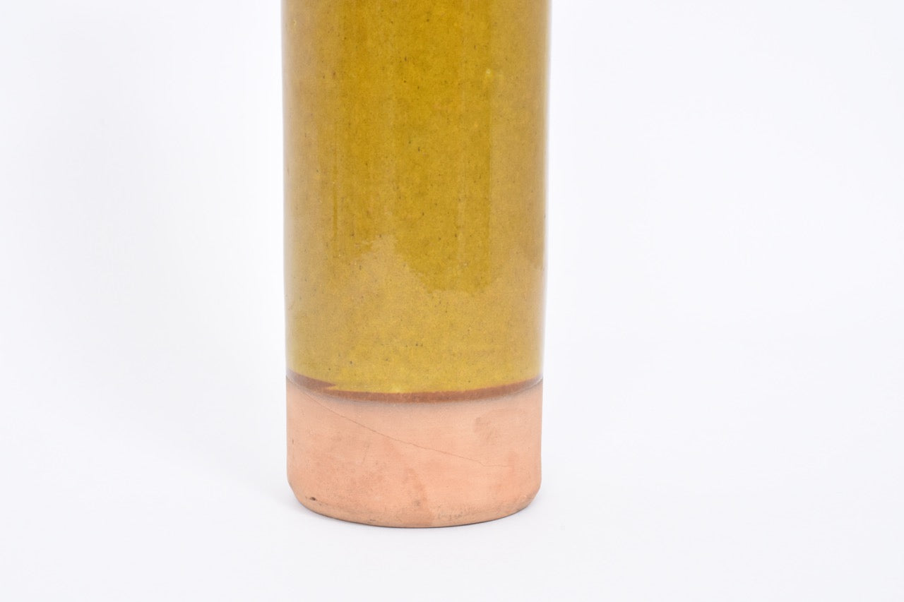Tall stoneware vase in mustard by Conny Walther