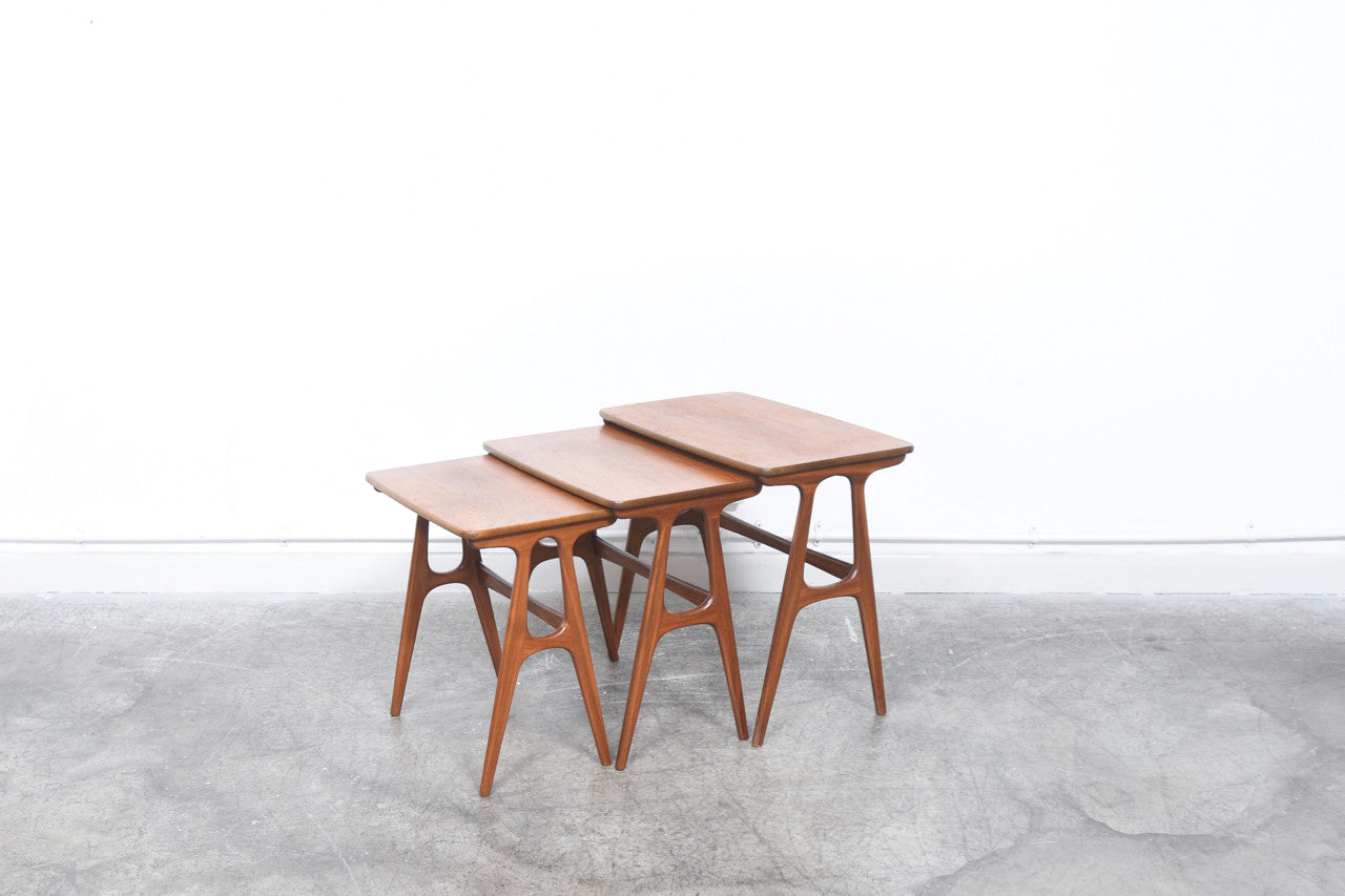 Teak nest of three tables by Heltborg Møbler