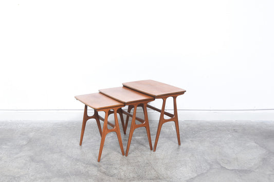 Teak nest of three tables by Heltborg Møbler