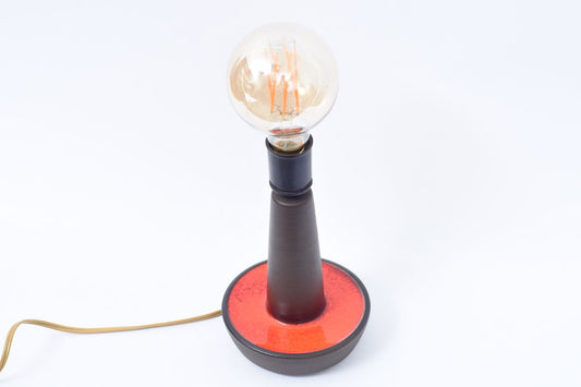 Vintage table lamp with red glazed base by Søholm