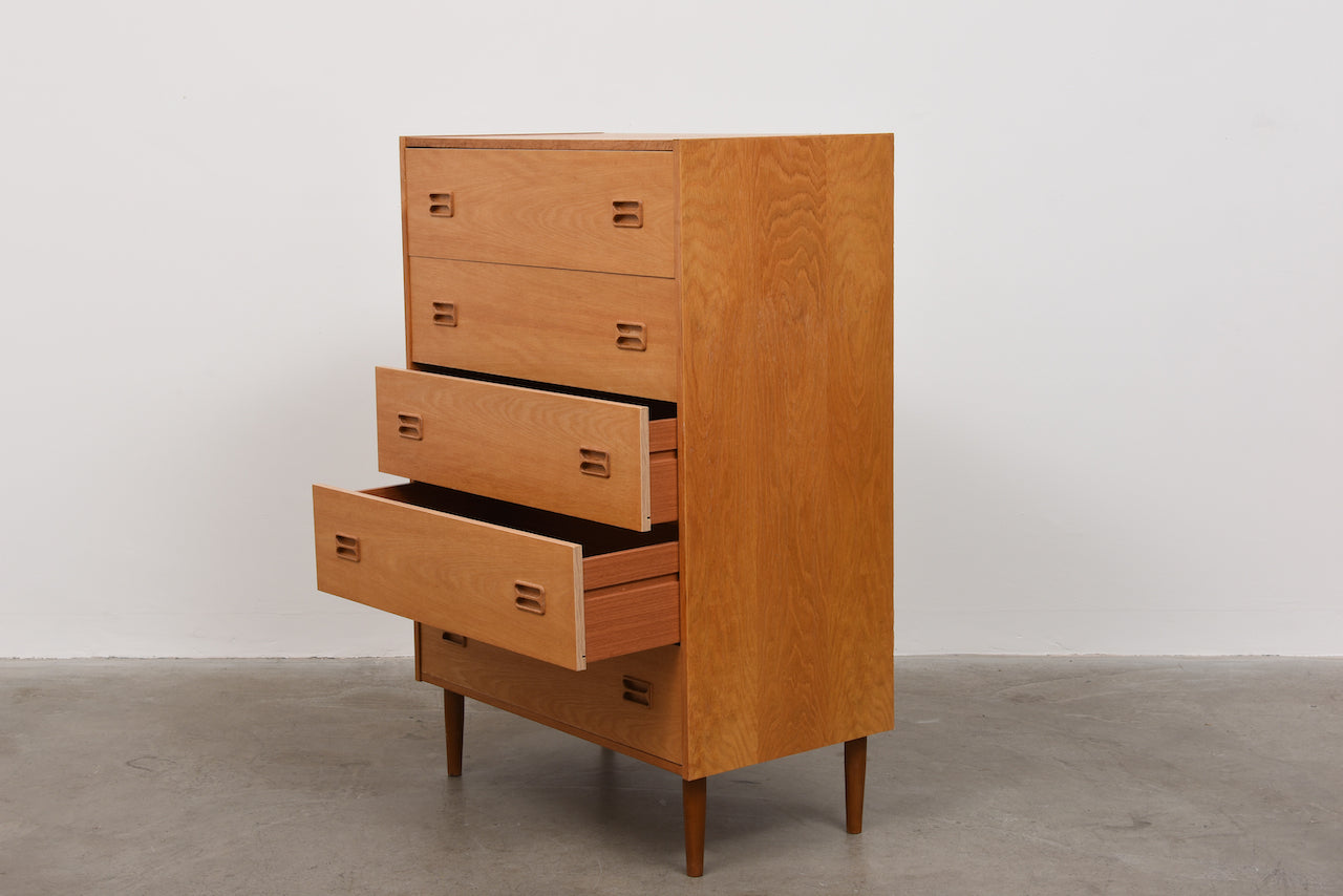 1970s oak chest of five drawers