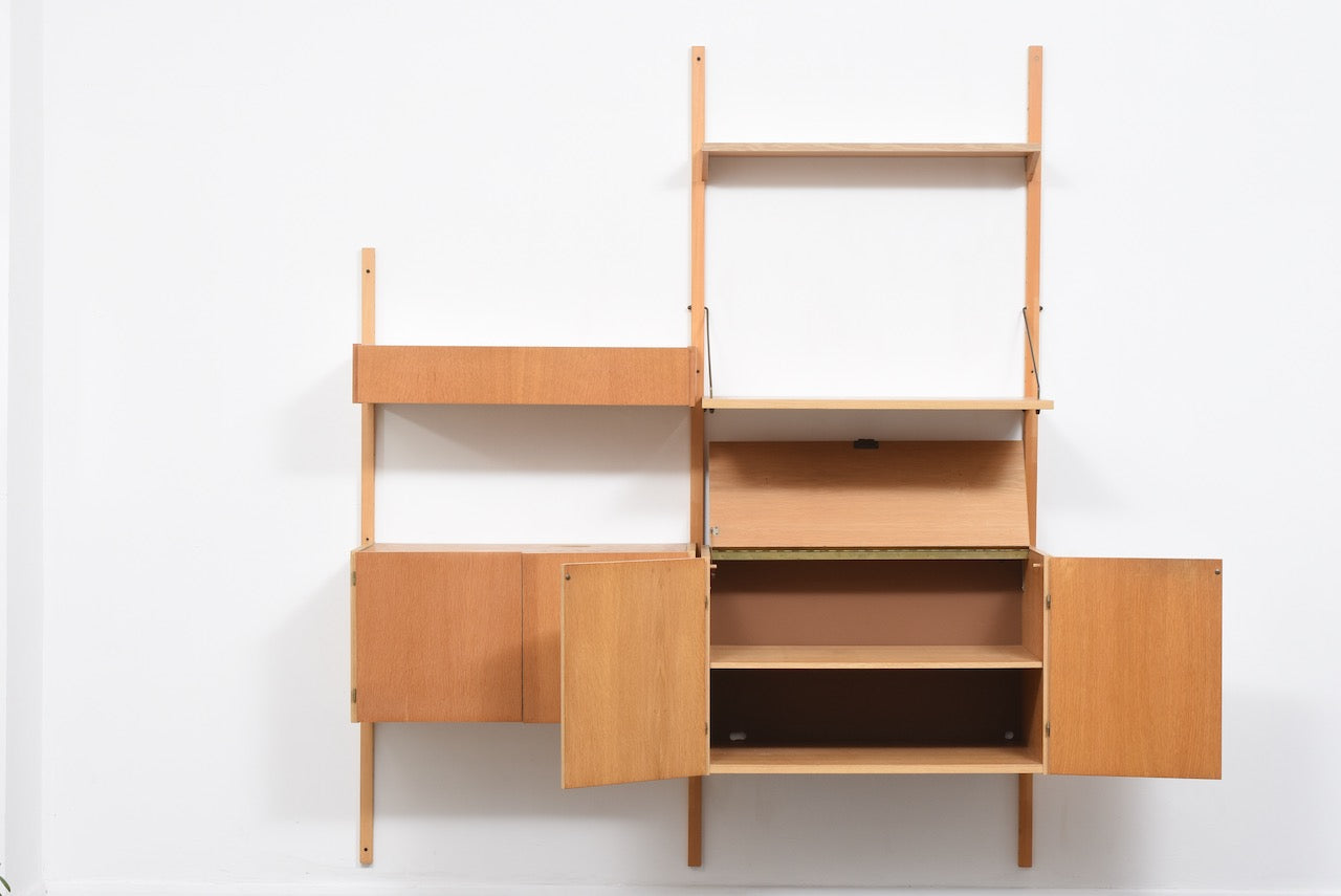 Two bays of PS shelving in oak