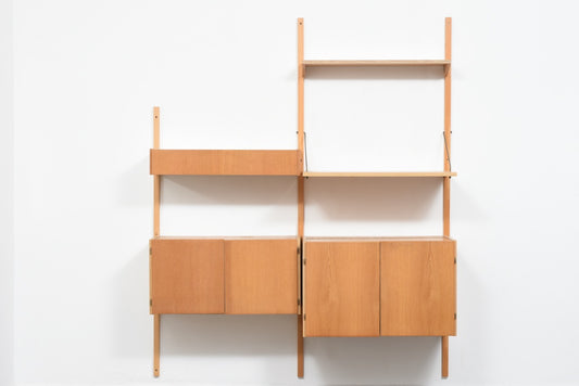 Two bays of PS shelving in oak