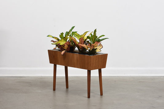 1960s oak planter with tiles