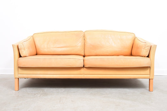 Vintage tan leather two and a half seat sofa