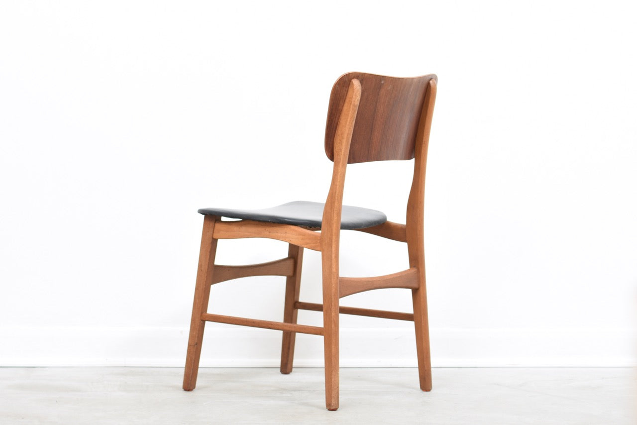 Set of four 1960s teak + oak dining chairs