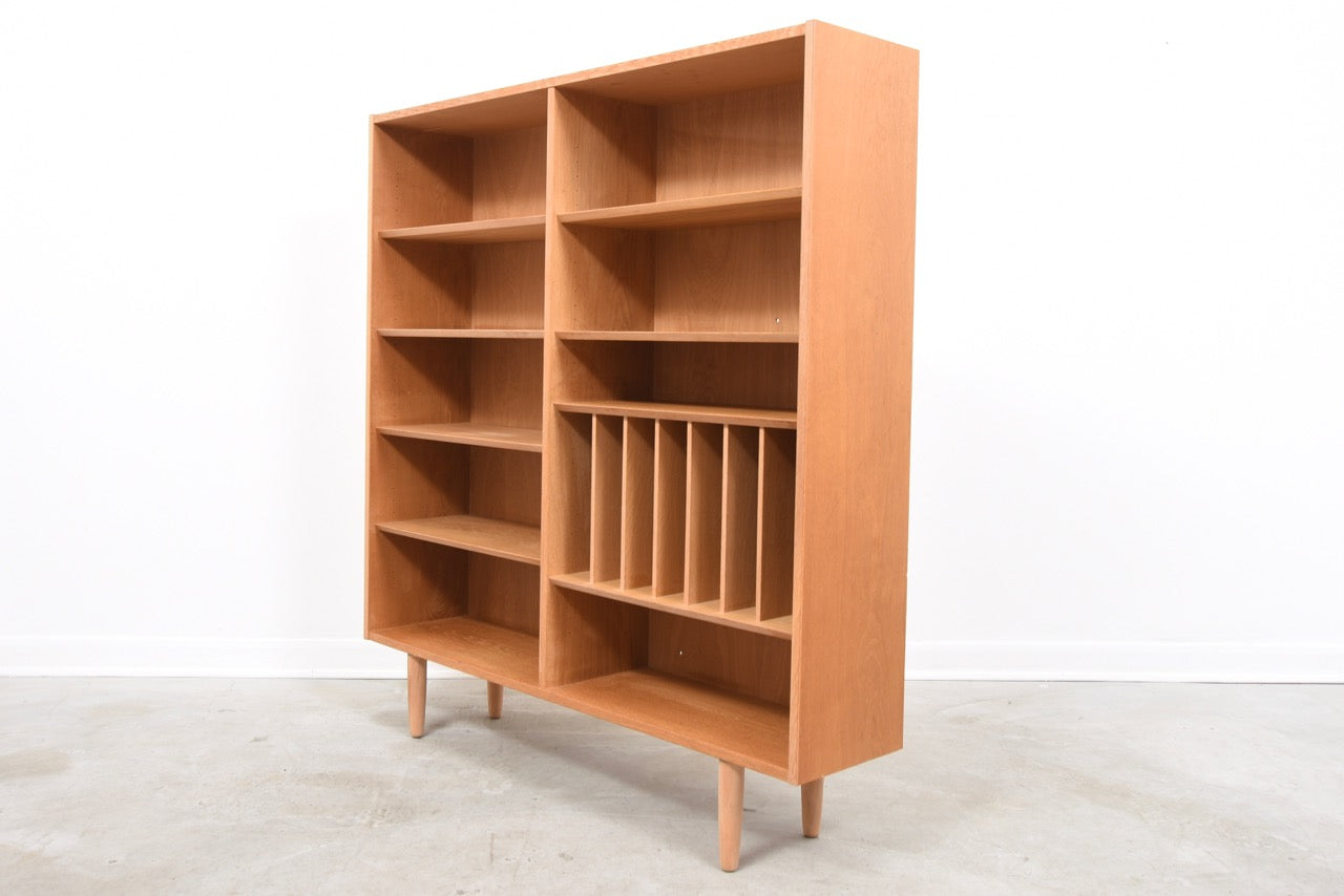 Tall + wide oak bookshelf