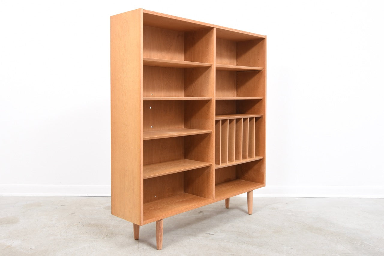 Tall + wide oak bookshelf