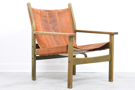 Beech + suede sling chair