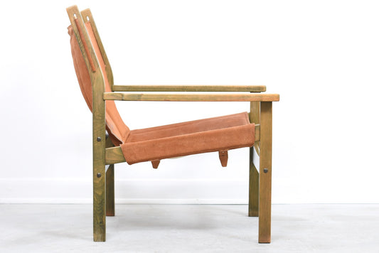 Beech + suede sling chair