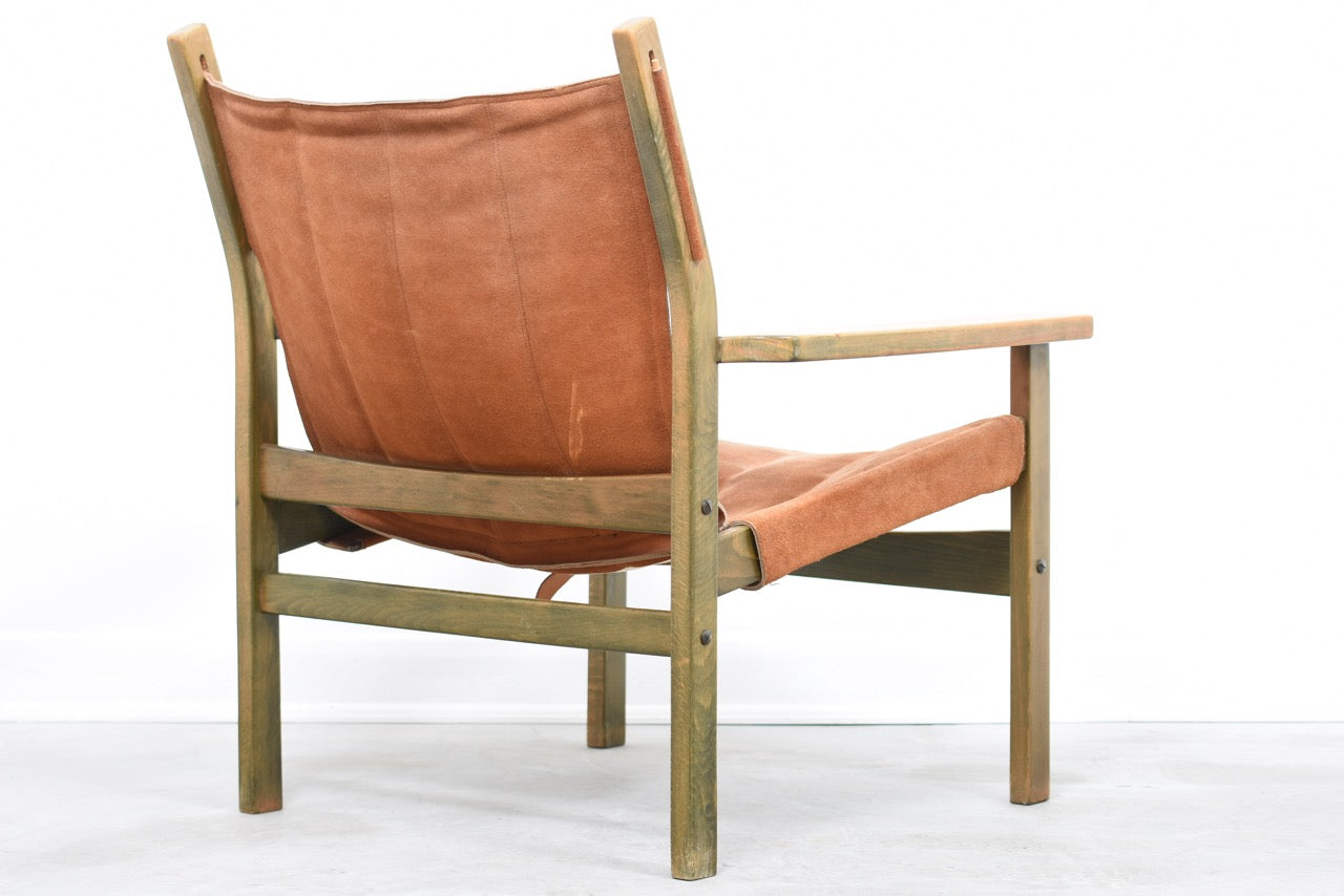 Beech + suede sling chair