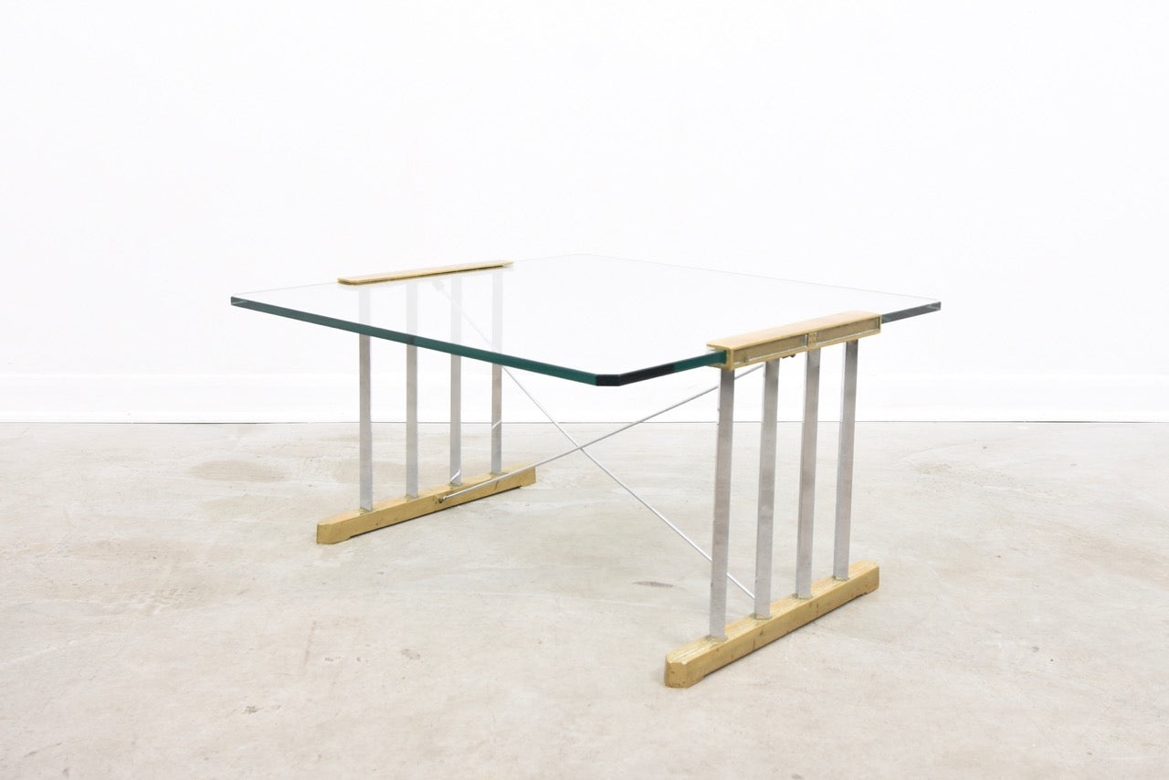 Glass + brass coffee table by Peter Ghyczy