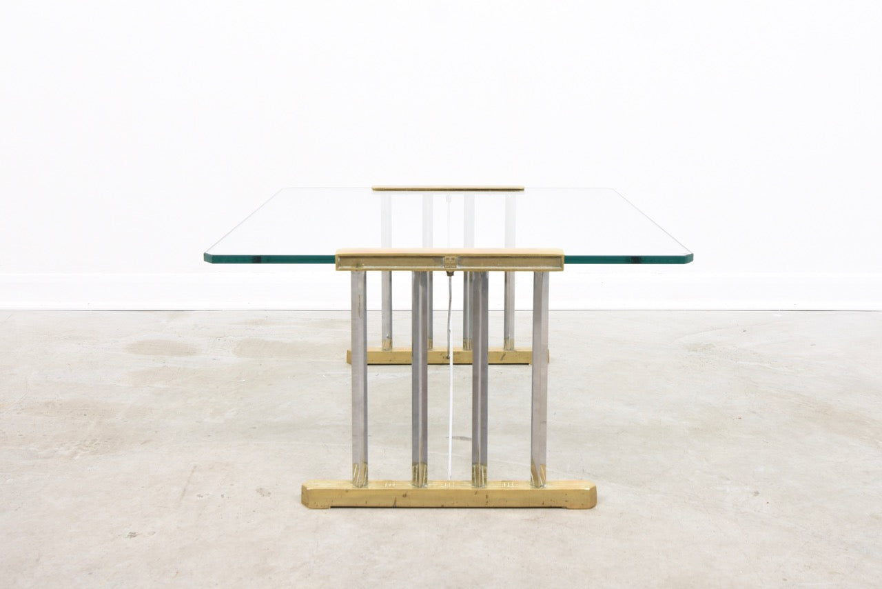 Glass + brass coffee table by Peter Ghyczy