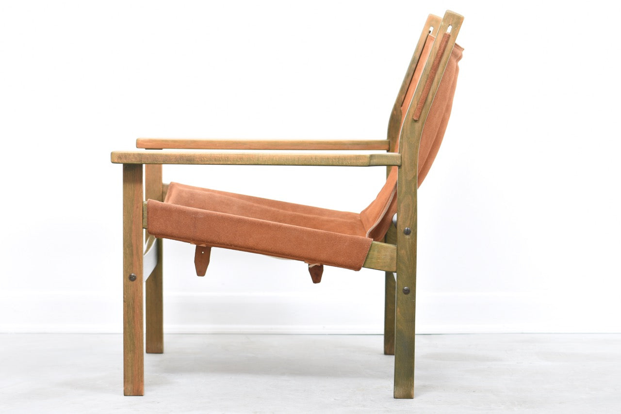 Beech + suede sling chair