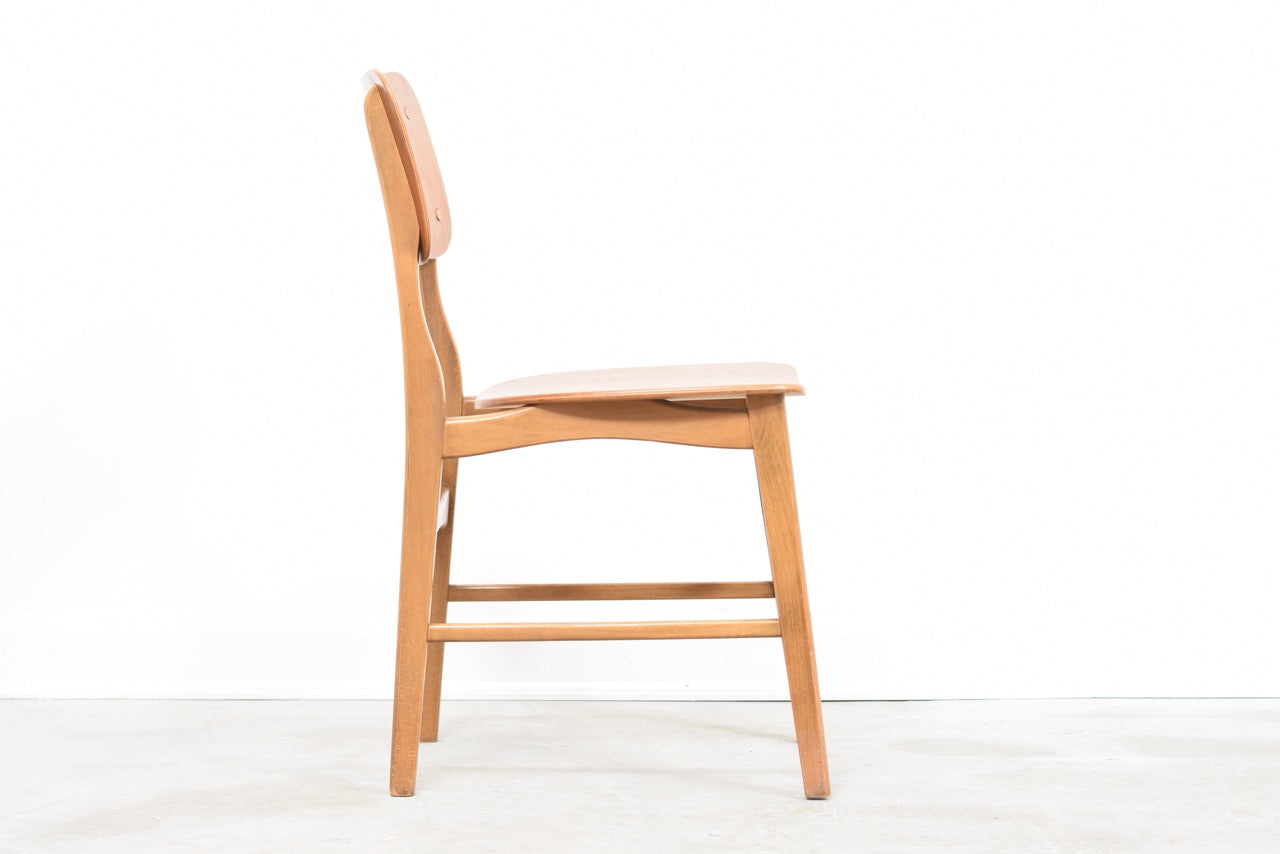 Two available: teak + beech dining chairs