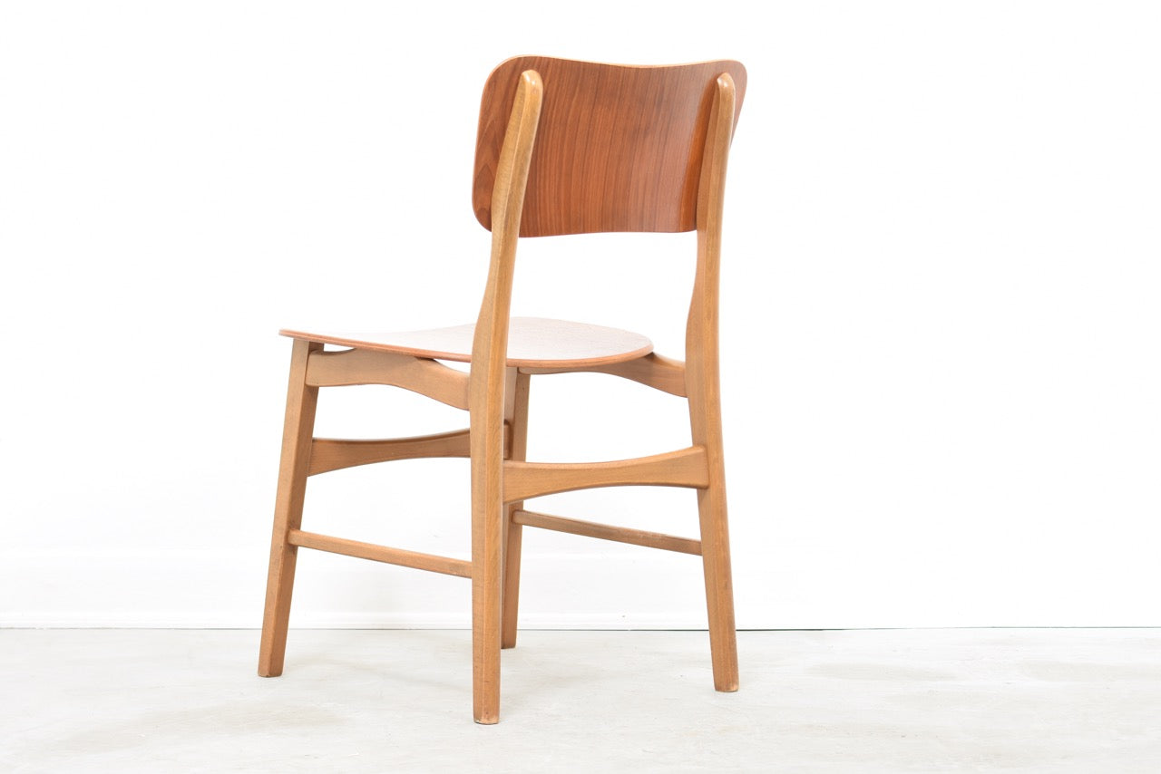 Two available: teak + beech dining chairs