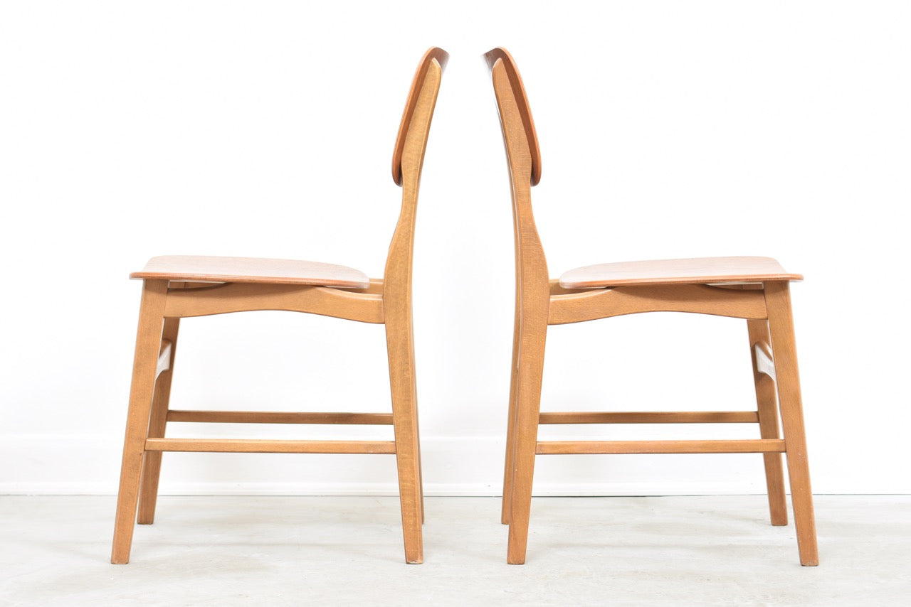 Two available: teak + beech dining chairs