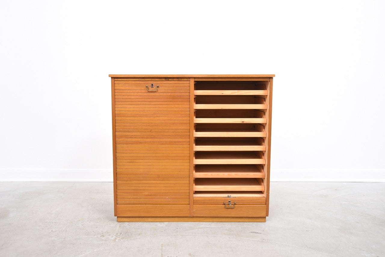 1950s beech filing cabinet