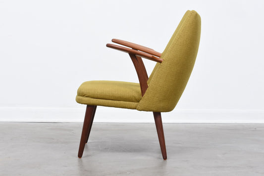 1960s teak + wool Danish lounger