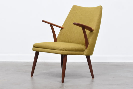 1960s teak + wool Danish lounger