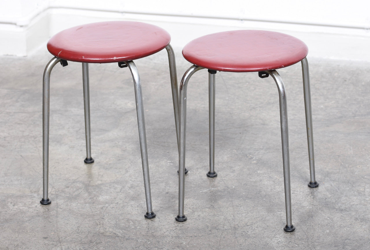 Two available: 1950s steel + vinyl stacking stools