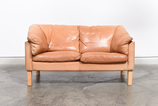 Two seat aniline leather sofa