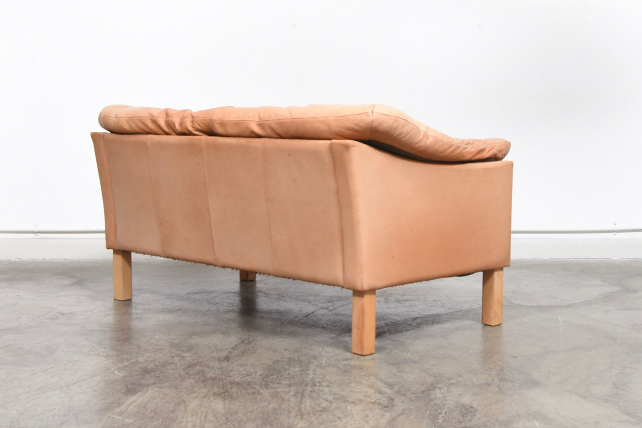 Two seat aniline leather sofa