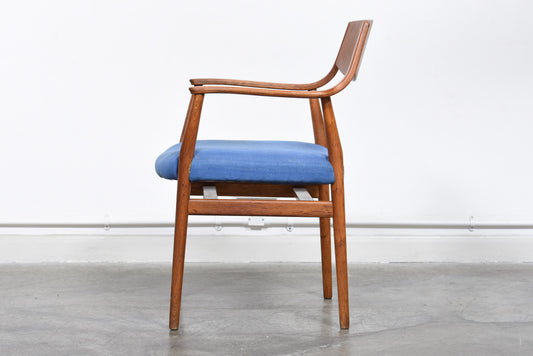 Teak + oak desk chair with sloping arms by Sorø Stolefabrik