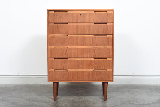 Chest of six drawers with inset handles