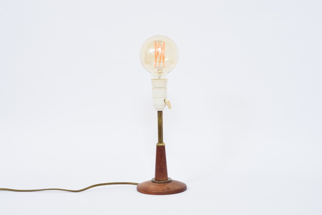 Vintage teak + brass table lamp