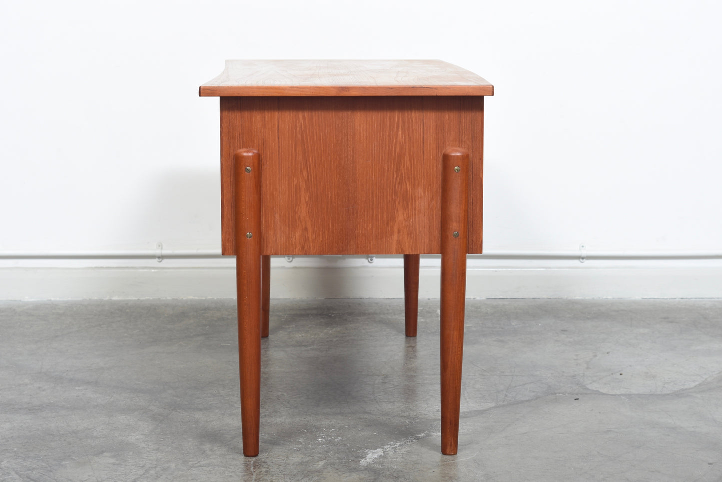 Teak desk with twin pedestals