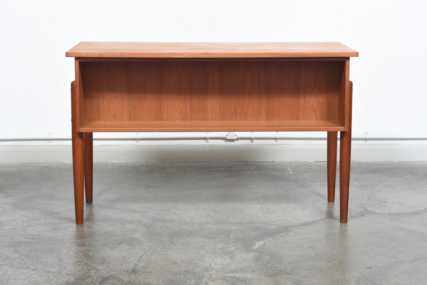 Teak desk with twin pedestals