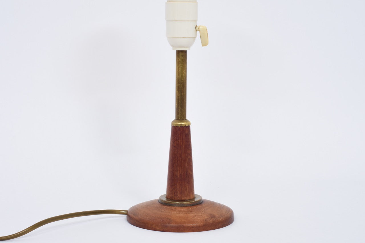 Vintage teak + brass table lamp