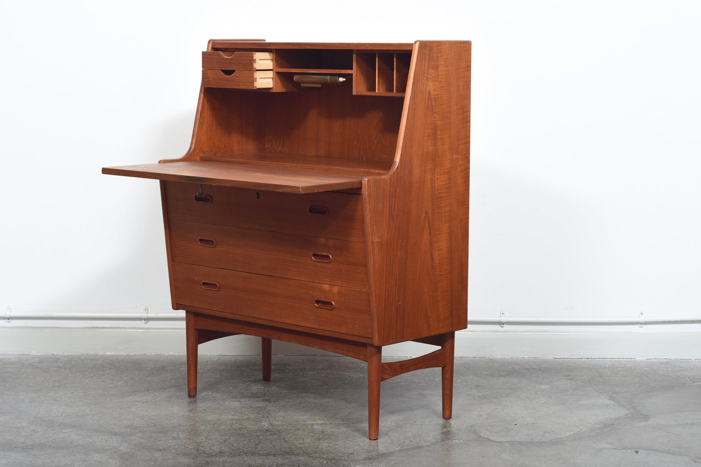 Teak secretary w/ internal light