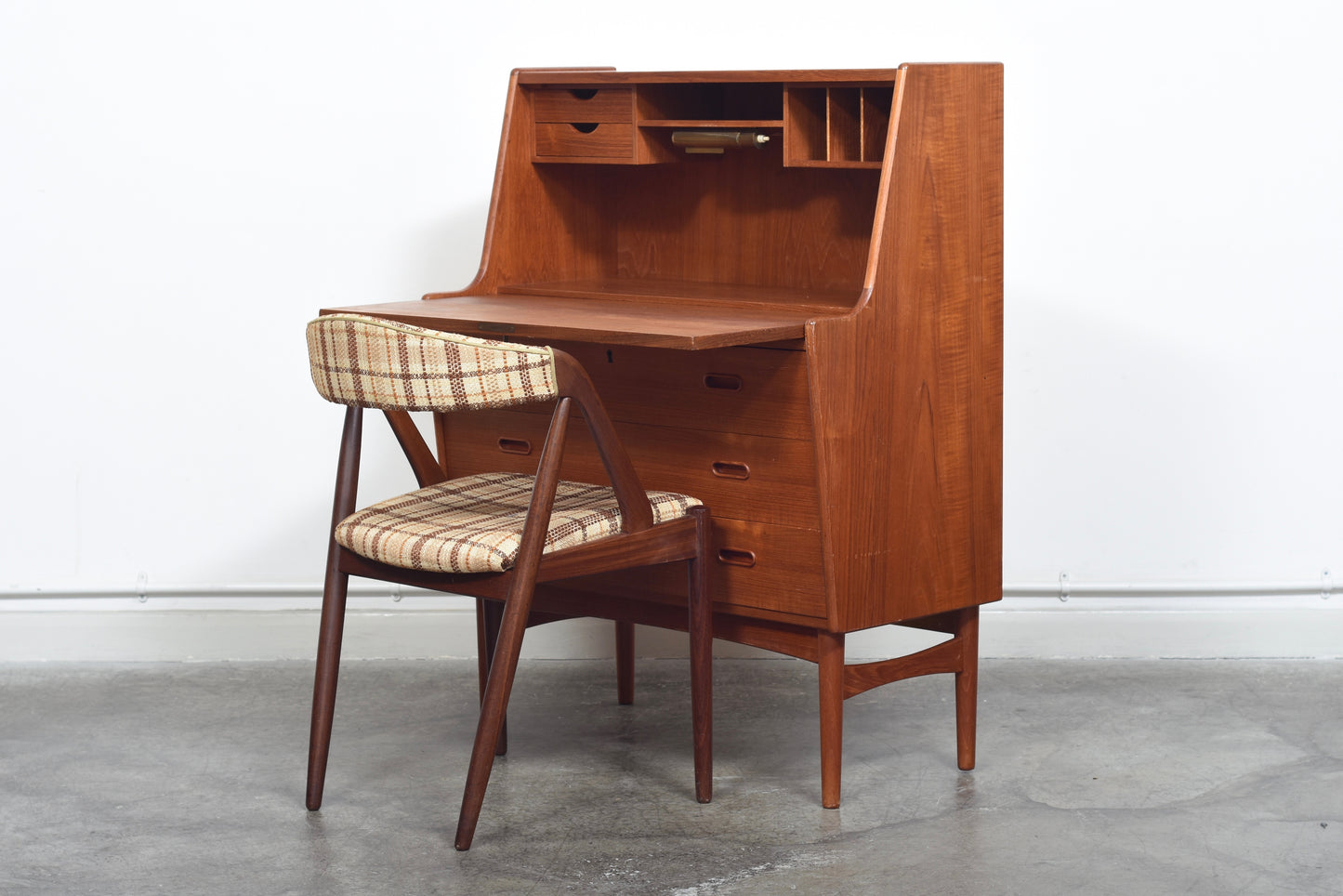 Teak secretary w/ internal light